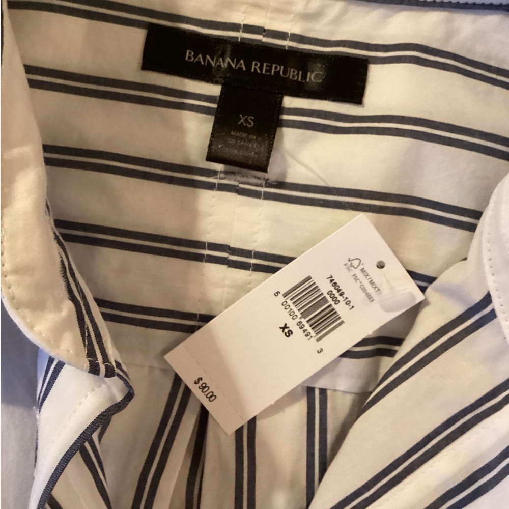 BANANA REPUBLIC COTTON BUTTON DOWN SHIRT DROP SHOULDER SLITS AT SIDES OVERSIZED